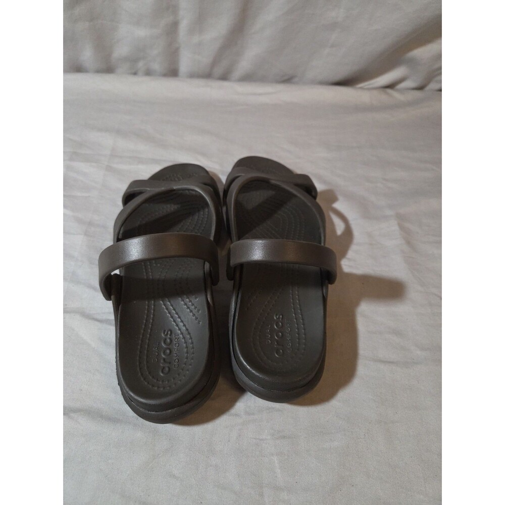 Crocs Women's Meleen Crossband Sandals Sz 7 Brown Espresso Slip On Comfort - Picture 6 of 8